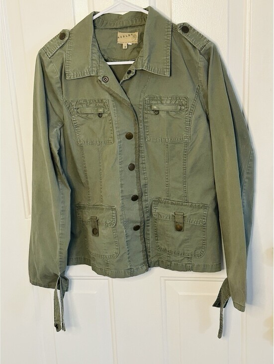 Jackets & Blazers - Ashly by 26 International Women's Khaki Green Cotton Utility Jacket Size M